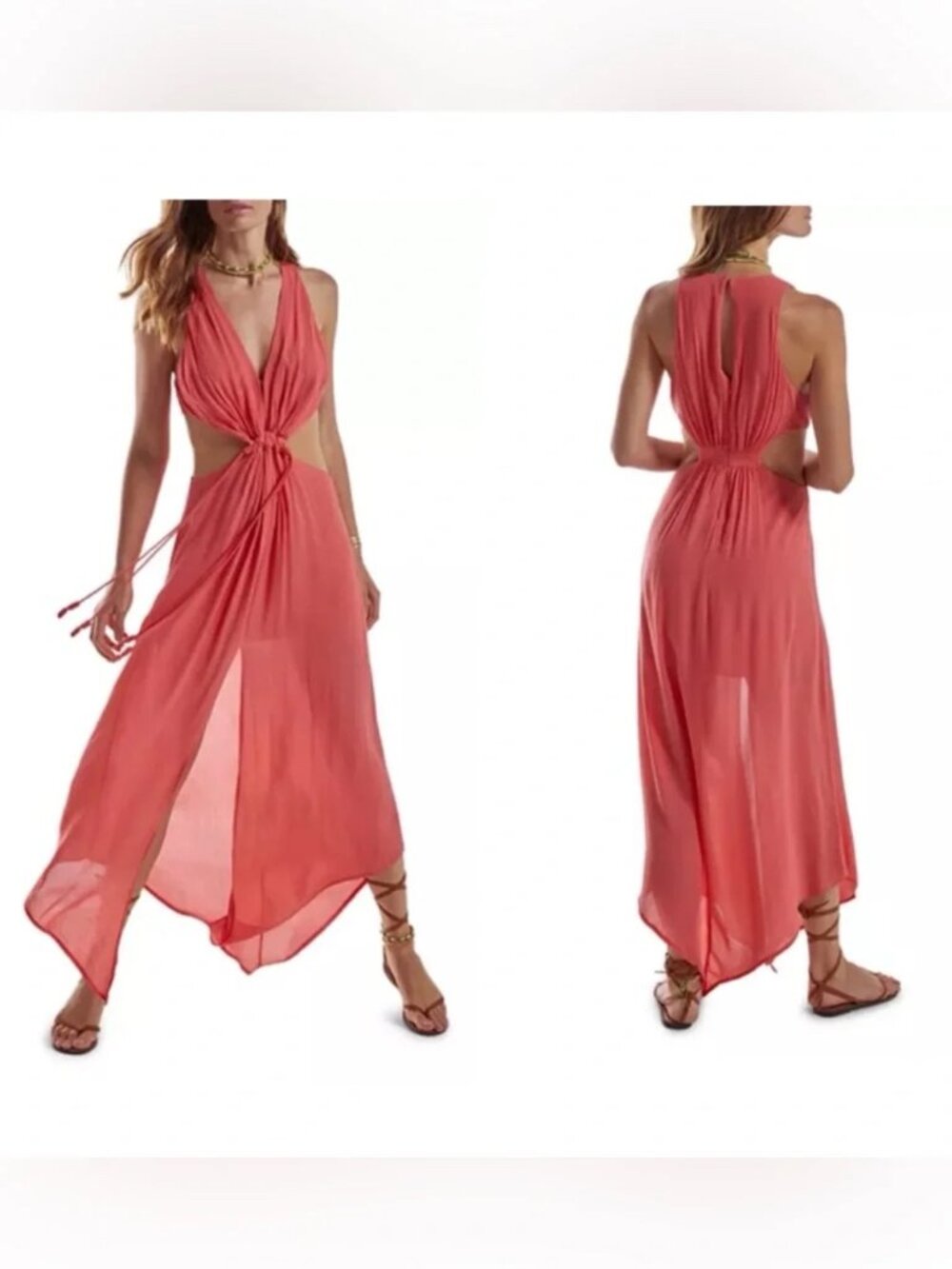 Coral Cutout Maxi Dress - Women
